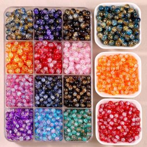 8/10mm Golden Gradient Color Dot Crackled Crystal Bead Round Glass Spacer Loose Beads For Jewelry Making Bracelet DIY Accessorie