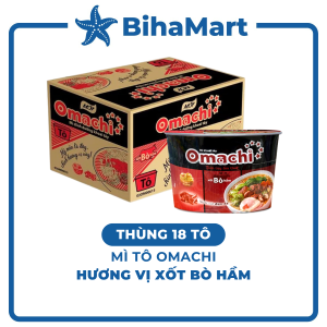 [THÙNG 18 TÔ] - MASAN - Mì tô khoai tây Omachi hương vị Xốt Bò Hầm Mì Omachi Xốt bò hầm tô Mì khoai tây Omachi tô (93g/tô)