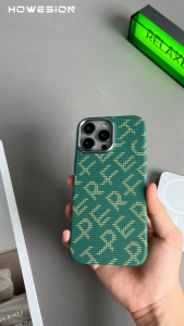 HOWESION Letter Pixel Matte Carbon Fiber Texture For Magnetic Phone Case For iPhone 16 Pro Max /15 14 Pro Max Shockproof Slim Protective Case