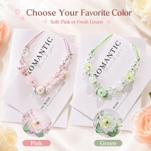 Camellia Flower Braided Bracelet Handmade Glass Bead Adjustable Bracelet for Women Gift⚡PH deliveryIn stock⚡