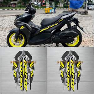STIKER STRIPING MOTOR AEROX 155 VVA 2021 ABU KUNING