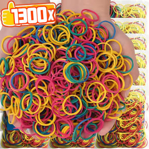 แหวนสายรัดที่ปรับได้ที่แข็งแรงหลากสียางรัดยืดหยุ่นสูง1300ชิ้นสำหรับเครื่องเขียนในโรงเรียนสำนักงานบ้านยางยืดได้