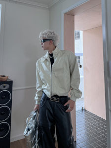 Áo Khoác Da PU Dáng Rộng Cổ Đứng Phong Cách Retro Dành Cho Nam Và Nữ Mùa Thu Thường Ngày Dài Tay Có Túi Bên Hông