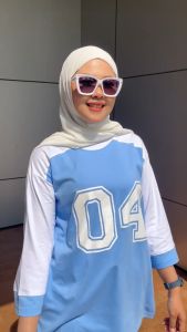 NARAGU - Kaos Angka Wanita Number 04 Baju Jersey 7 8 Baseball Aldira Twotone Atasan Sporty Kasual