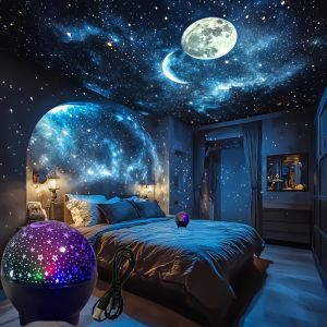 Night Lamp Projector Starry Sky Night Light Projector Baby Lamp Decor Rotating Starry Nursery Moon Galaxy Projector Table Light