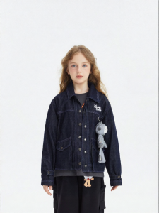 Cute 3D Bear Design Denim Jacket Spring New Arrival Loose Fit For Kids