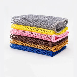 3/5pcs Household Kitchen Anti-Scratch Dish Wash Net Microfiber 3D Cleaning Mesh Cloth Reusable Dishwashing Cloth Scouring Pads