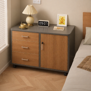 ZHUOHE | Lockable Mobile Bedside Cabinet