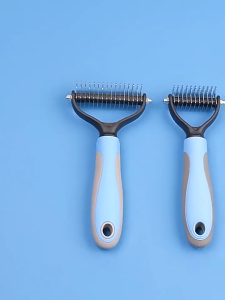 Bàn chải tẩy lông thú cưng hai mặt-Tẩy nút & Lược chải tóc chó mèo chải lông có tay cầm tiện dụng
