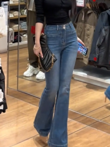 MANMI | Quần Jeans Xanh Form Ôm Cao Cổ Eo Rộng