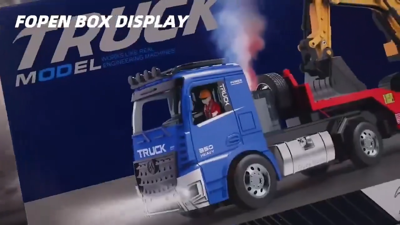 Babycolor Mainan Mobil Remote Control Set Mainan Trailer Besar RC 6 Channel Truk Trailer & 6 Channel Excavator