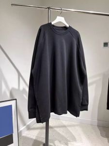 plus Size 300 Pounds Simple Solid Long Sleeve Womens T-shirt Autumn European Loose Mid-Length Base Shirt Slit Top