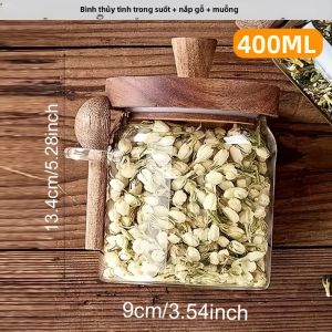 1 Cái Hộp Đựng Kín Bằng Thủy Tinh Có Thìa Thân Thiện Với Môi Trường Hộp Đựng Hạt Cà Phê Hạt Gia Vị Cho Nhà Bếp Chống Ẩm