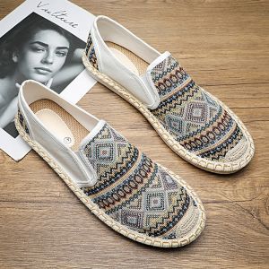 Spring Summer New Style Breathable Thin Canvas Slip-On Beijing Casual Fashion Fisherman Bean Mens Shoes Low Cut Flat Rubber Sole