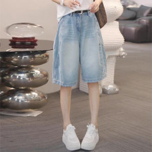 Shalldoer | Fashionable Denim Shorts Womens Summer 2025 Design Sensation Minimalist Style Flower Bud Shape Casual Mid-Length Pants