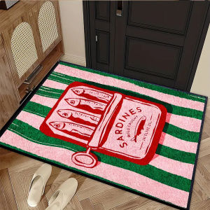 VIKAMA Sardine Can Pattern Doormat Insulating And Warm Entrance Hallway Mat Bathroom Shower Area Foot Mat Home Decor