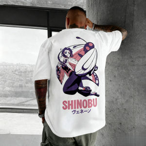 Bandai | Demon Slayer Shinobu Kocho Anime T Shirt Men Women Cotton Short Sleeve Casual Tops Summer Graphic Tee Cosplay Streetwear Manga