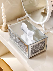 Diamond Tissue Box Living Room High-End Entry Lux Household Paper Towels Storage Box Fancy Paper Extraction Face Cloth Box Good-looking