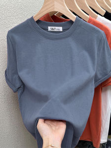 Straight Shoulder Short Sleeve T-Shirt for Women Youthful Slim Fit Cotton
