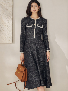 Roey s house | French Style Boucle Flared Waist Dress