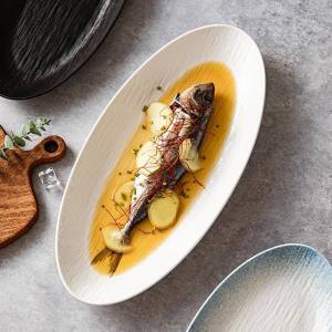 MOLORE | Underglaze Colored Nordic Style Large Oval Fish Plate