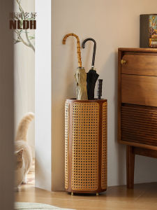 Rattan Umbrella Stand Home Use Drainage Rack Entrance Door Placement Holder Indoor Umbrella Storage Tube Quality Luxury Type