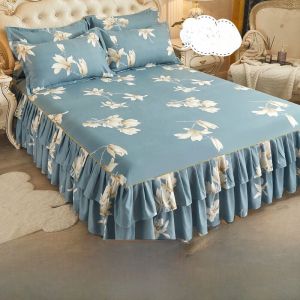 Pure Cotton Bed Skirt Cover Single Piece Three Piece Set All Seasons Dustproof Slip Resistant Protection Bedding Accessories
