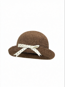 Woven Polka Dot Bow Visored Fishing Hat