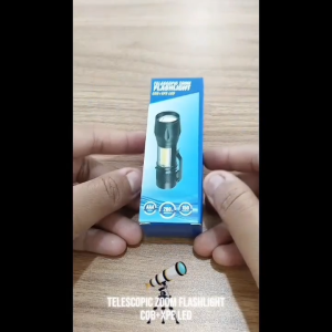 Senter Mini XPE COB LED 3 Mode Zoom Rechargeable Telescopic Flashlight 200 Lumens
