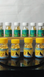Paket bundling Minyak ikan & Obat cacing burung ( Omega Aves 60 Butir & Resik 30 ml )