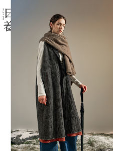 Loose Long Wool Womens Sleeveless Coat