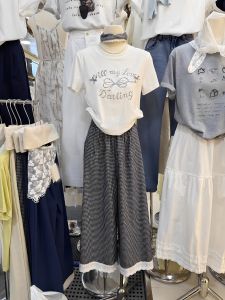 กางเกงขายาวทรงหลวมเอวสูงสไตล์เกาหลี ทรงหลวม ลายสก็อต กางเกงขายาวทรงหลวมสำหรับใส่ไปทำงานแบบลำลอง