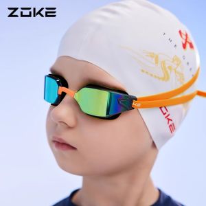 Zoke Kids Swimming Goggles Anti-Fog & UV Protection Mirror Lens Leak-Proof for Boys and Girls Junior Competition Swim Gear