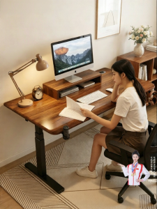 MUYISHENG | Electric Height Adjustable Solid Wood Desk