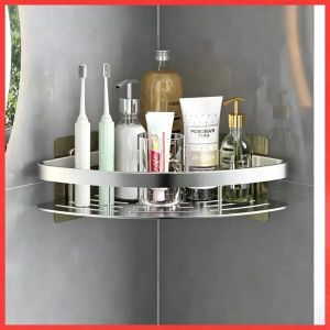 Punch-free Bathroom Shelves Triangle Large Capacity Bathroom Corner Shelf Wall-mounted Save Space Kitchen Storage Rack