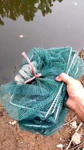 Seawave 5m Shrimp Cage Fishing Net Lobster Fish Breeding Net Folding Fishnet 17 Section+10 Holes