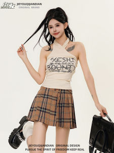 American Style Asymmetrical Halter Short Sleeveless Camisole Womens Hot Thai Style Niche Style Sleeveless T-shirt Tee Tops