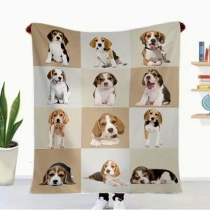 VIKAMA Cute Beagle Flannel Blanket - Soft and Lightweight Suitable for All Seasons Perfect for Napping Machine Washable