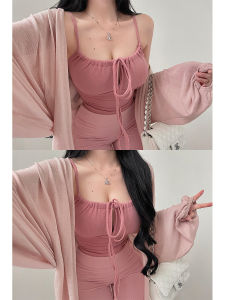 เสื้อกั๊กสั้นเซ็กซี่ เสื้อครอป สายคล้อง พลีท เชือกรูด เอว วันสาว Pure Desire ผ้าฝ้าย ผู้หญิง แฟชั่น ฤดูร้อน 2024