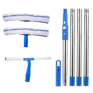 Glass Brush Windows Cleaner Squeegee with 53in Long Hand Professional Household Window Water Stain Cleaning Tool for Bath