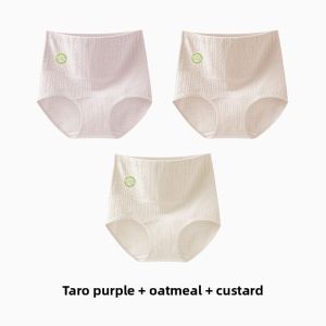 miiow | Plus Size High Waist Cotton Underwear Womens Triangle Panties Anti-Bacterial Seamless Abdomen Control Pure Cotton Briefs