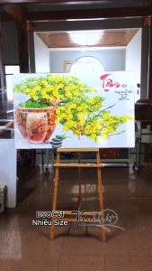 Tranh trang trí Tết - Tranh Tết Mai Đào treo tường - Tranh tráng gương treo tường Bonsai Mai Đào Tết 1