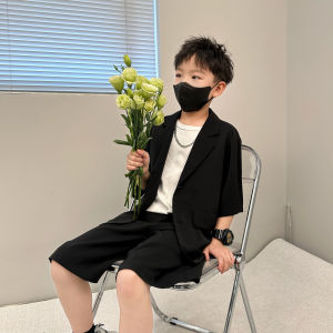 Boys Summer Short Sleeve Suit Loose Fit Korean Style Childrens Outfit Set Comfortable Breathable Casual Wear for Kids
