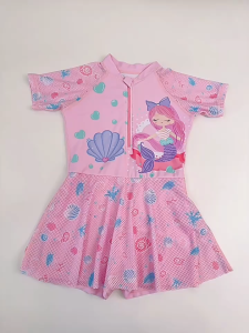 Váy bơi váy đi biển màu hồng cho bé gái họa tiết nàng tiên cá siêu cute