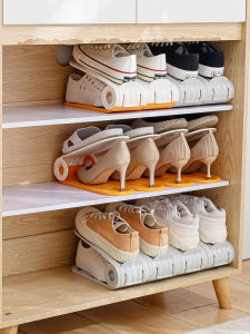 Adjustable Double Layer Shoe Rack Storage Organizer Plastic Shelf Partition for Shoes Home Organization Utility Ground Stand