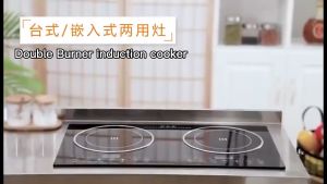 Double Electric Embedded Cooktop 2400W Induction Cooker & 2400W Ceramic Stove Dual Burner Smart LED Touch Screen