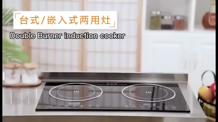 Double Electric Embedded Cooktop 2400W Induction Cooker & 2400W Ceramic Stove Dual Burner Smart LED Touch Screen