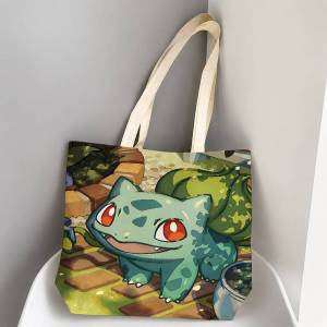 Bandai | Pokemon Leafeon Storage Bags Tote Bag Travel Summer Beach Shoulder Bag Reusable Grocery Shopping Bag Anime Artwork