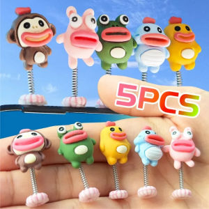 5PCS Big Mouthed Monkey Car Ornaments Sausage Mouth Doll Shaking Head Ornament Car Dashboard Center Console Decoration Accessories