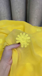 VẢI VOAN CHIFFON THÊU HOA - KHỔ VẢI 1.5M - VẢI NHÀ PHẠM